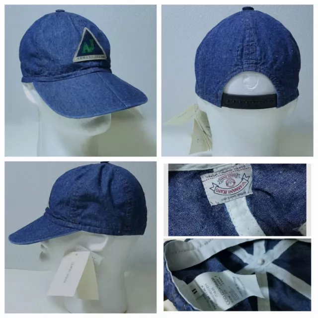 Vtg. Armani Jeans By Giorgio Armani "Aj" Logo Plaque 6-Panel Denim Hat/Cap-Rare