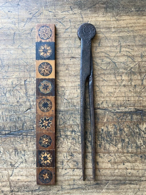 RARE! Antique 18th C Large Wrought Iron Compass Dividers Charting Tool