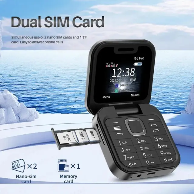 New Mini Flip Mobile Phone 2 SIM Card Small Display Foldable Cell Phone