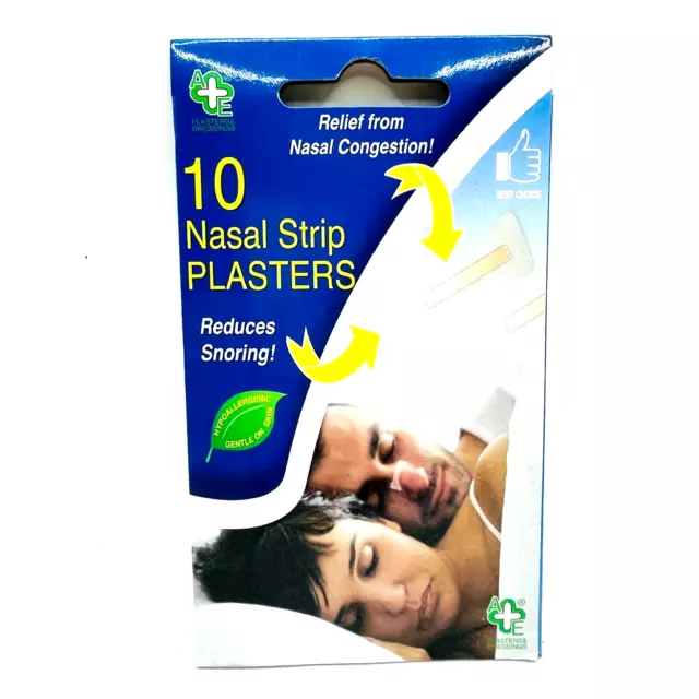 10 Nasal Strip Plasters Reduces Snoring Congestion Relief Hypoallergenic UKCA CE