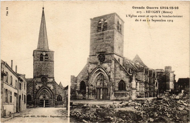 CPA AK Militaire - Revigny - L'Eglise avant et apres le bombardement (697323)