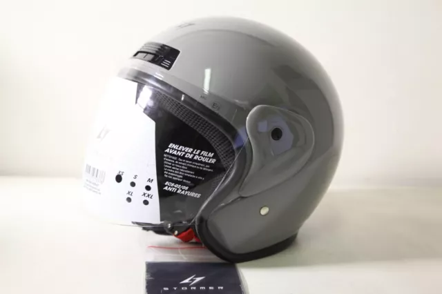 Stormer - Casque moto Jet motorcycle Sun Evo - Nardo Grey Glossy - Taille XS