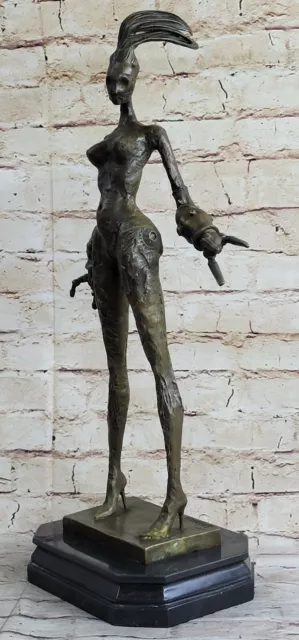 Moderno Arte - de Pie Espacio Mujer - Abstractas Bronce Carne - Firmado Dali