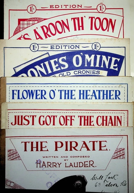 5 x Harry Lauder 1932 Variety Comic Songs & Patter Monologues Sheet Music Hall 5 x Harry Lauder 1932 Variety Comic Songs & Patter Monologues Sheet Music Hall