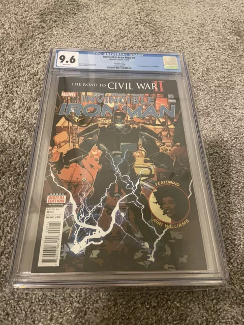 Invincible Iron Man #9 CGC 9.6… 1st + 2nd Print… 1st Riri Williams (IronHeart) 3