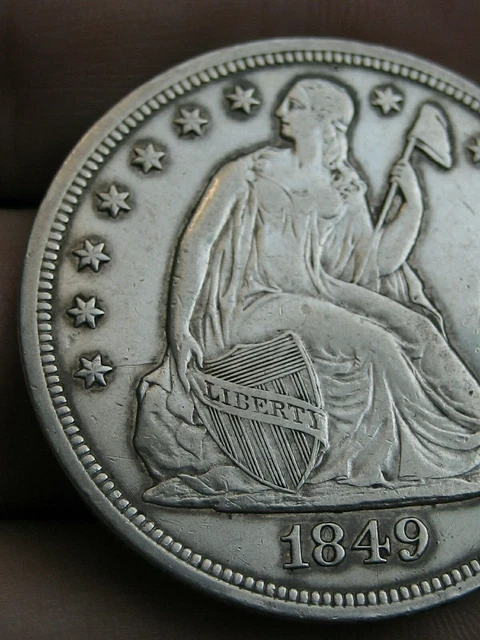 1849 Seated Liberty Silver Dollar- XF Details