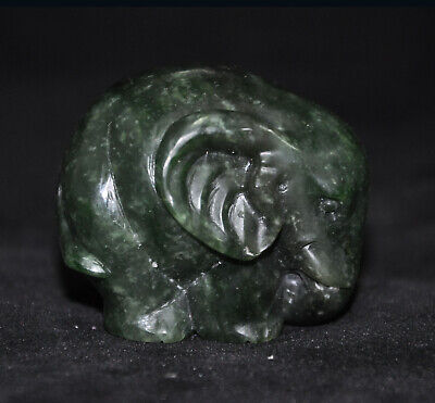 2.2"China old Jade Jadeite carved Feng Shui Lucky animal elephant statue pendant