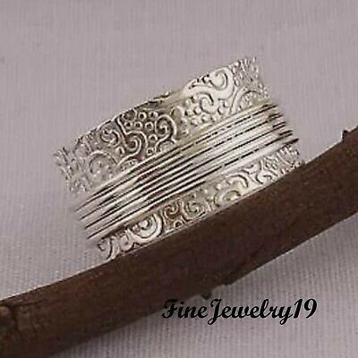 Solid 925 Sterling Silver Wide Band Spinner Ring Meditation Statement Ring GN250
