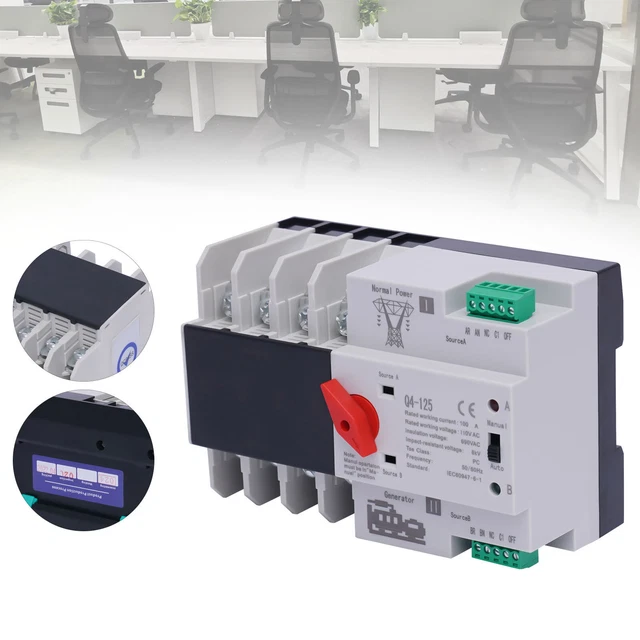 DUAL POWER AUTOMATIC Transfer Switch 4P 100A 110V Electrical Changeover ...