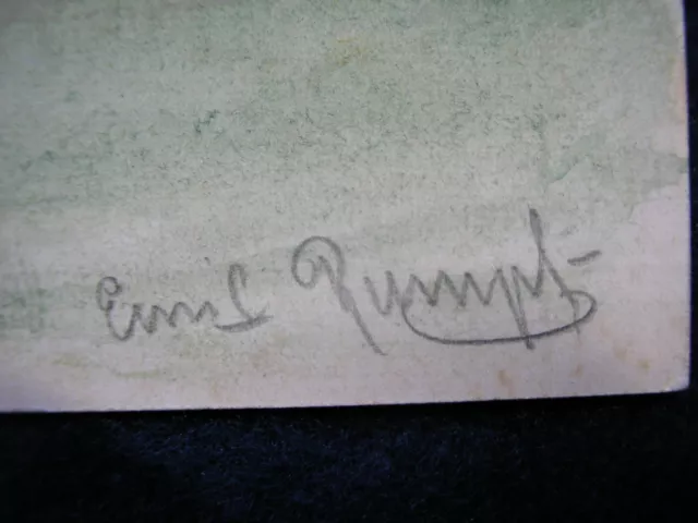 EMIL RUMPF  (1860 - 1948) PFERDE -HEUWAGEN ERNTE SIGNIERTES AQUARELL 140 x 97mm 2