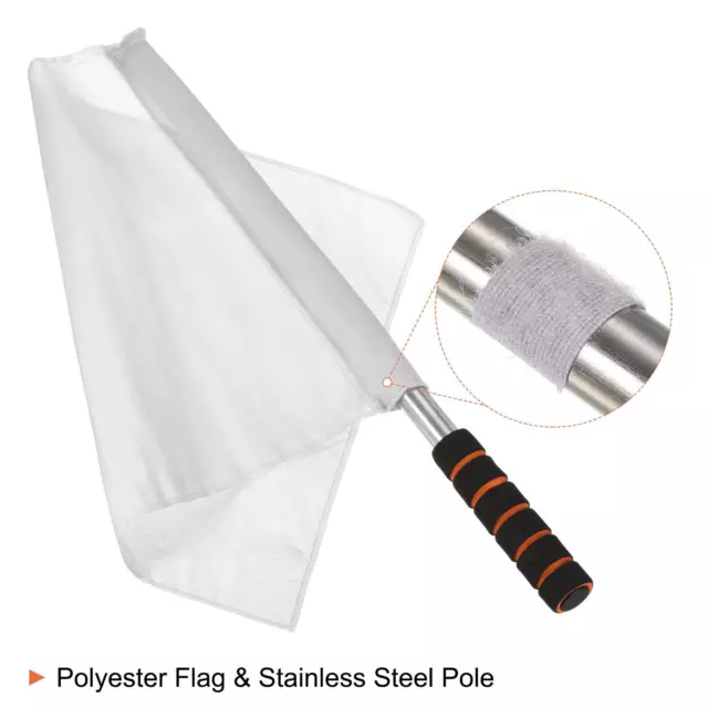 Árbitro Bandera, 4pzs Inox Acero Poste Esponja Manija para Deportes, Blanco 3