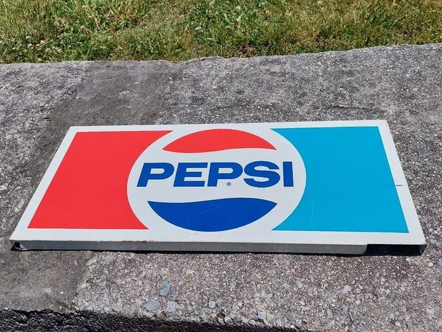 Vintage PEPSI  Cola Soda Red White Blue Metal Display Rack Header  22 x 10