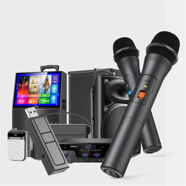 Caja de fiesta de karaoke con altavoz para niños y adultos, sistema de  altavoces portátiles para cantar, Bluetooth, luces de DJ, grabación, 2