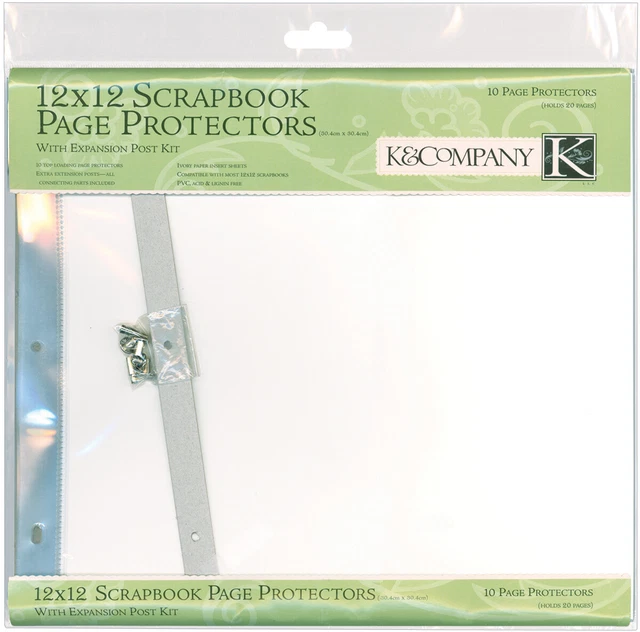 Recargas protectoras de página encuadernada K&Company 12"" X12"" 10/paquete con inserciones blancas -K12D