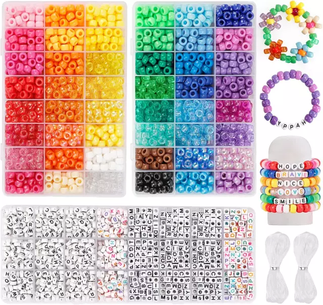 4700Pcs, 72 Colors Pony Beads Rainbow Kandi Bead for Bracelets Making Kit,  3600P