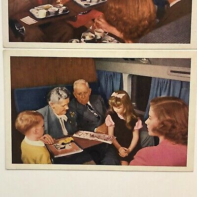 United Airlines DC6 Mainliner Family Mealtime Two Different Postcards 3