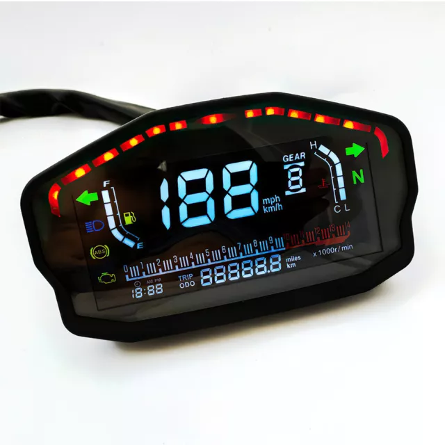 Motorcycle Universal LCD Digital Speedometer Odometer Motorbike Tachometer Gauge 2