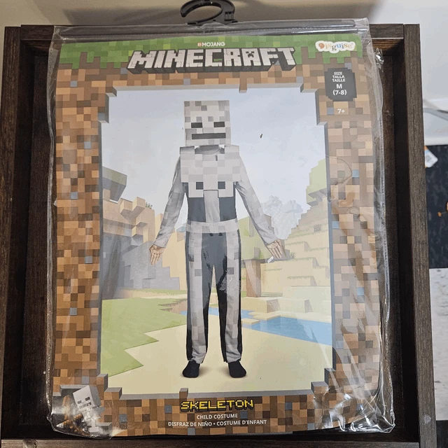 MOJANG MINECRAFT SKELETON Costume NWT Youth Gray and Black Size