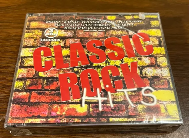 Classic Rock Hits-Various Artists -40 tracks (CD, 2001, Sony, 3-disc) new/sealed