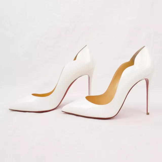 Christian Louboutin Hot Chick 100mm Patent Leather Pumps In Bianco -Womens EU 39 2