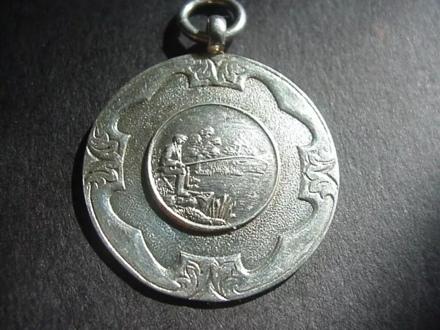 Solid Silver Fishing Medal Fob