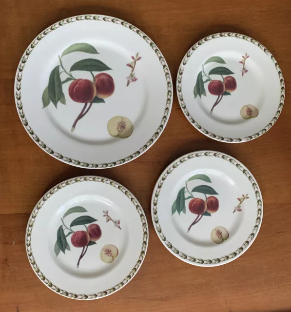 4 - Queens Fine China Hookers Fruit Peaches 1 Salad Plate  & 3 Bread Plates