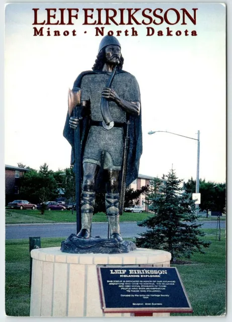 Leif Eiriksson Statue Minot North Dakota Unused Vintage 4x6 Postcard ST15