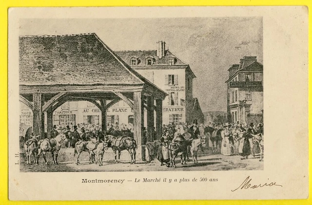cpa 95 - Gravure MONTMORENCY (Val d'Oise) Le MARCHÉ il y à plus de 500 ans
