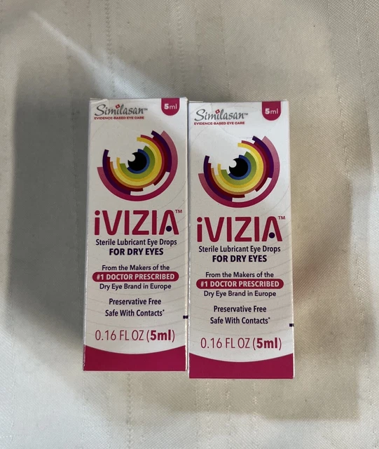 IVIZIA EYE DROPS For Dry Eyes Safe For Contacts, 0.16oz Each, 2Pack