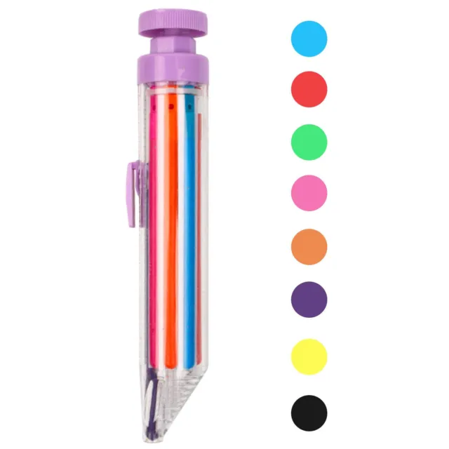 8 In 1 Multicolor Crayon Pens Retractable 8-Color Shuttle Pens For Kids Painting