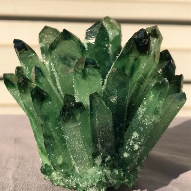 475g  New Find Green Phantom Quartz Crystal Cluster Mineral Specimen Healing