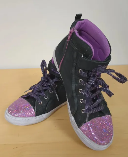 Disney D Signed Wickedly Cool High Top Shoes Black Purple Glitter Women's Sz 5