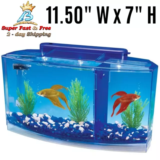 Fish Tank Deluxe Triple Betta Bow Aquarium Tank Divider With Filtration System