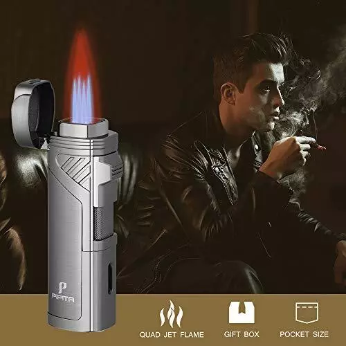 Torch Lighter Windproof Refillable Torch Jet Lighters Red Four Flame 3