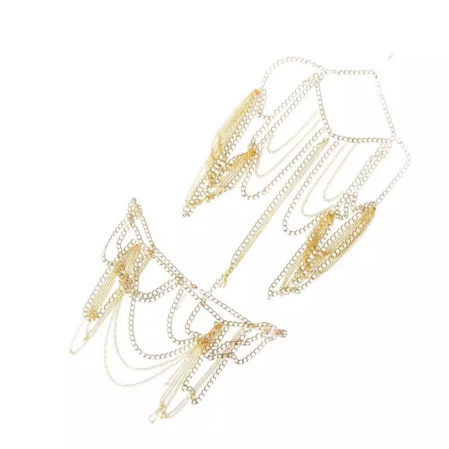 Women Gold Shoulder Body Waist Tassel Chain Bikini Harness Necklace Jewelry