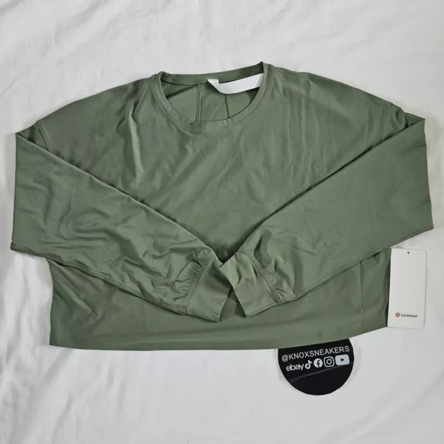 Lululemon Muscle Love Long Sleeve Crop Top CEDG Green Women's Size 8