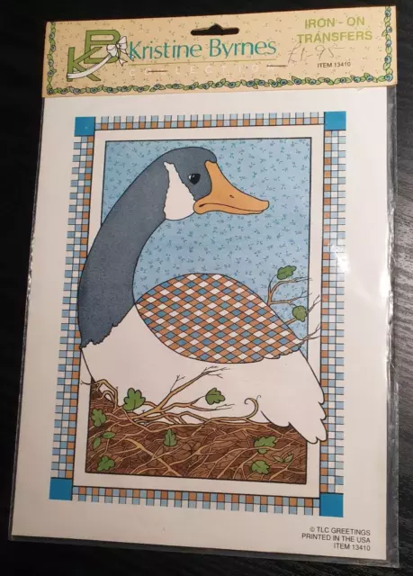 Rare Vintage Iron-on Transfer Goose On Nest Kristine Byrnes Collection USA NEW