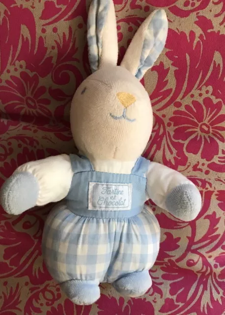 Doudou Tartine Et Chocolat Lapin Bleu Salopette Env 20 Cm