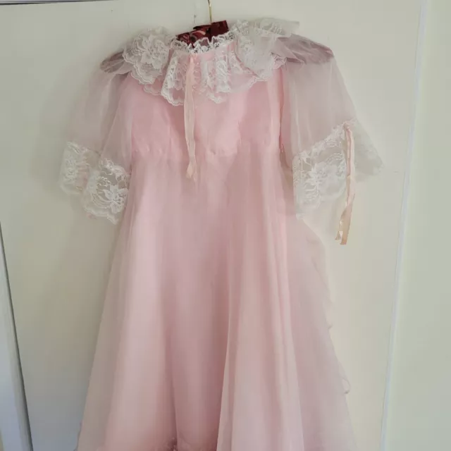Vtg Fancy Frocks Party Pageant Girls sz 6 Pink  Lace Ruffles Poofy Victorian