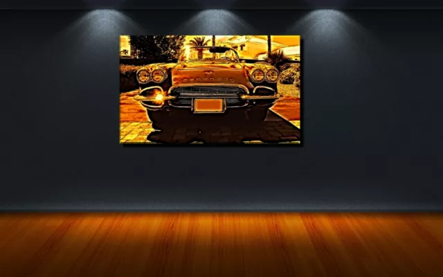 LEINWAND BILD ER XXL POP ART CORVETTE CABRIO ROADSTER OLDTIMER CHEVROLET 150x90