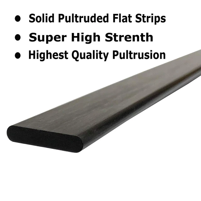 (4) 1mm x 2mm 1000mm - PULTRUDED-Flat Carbon Fiber Bar. 100% Pultruded high...