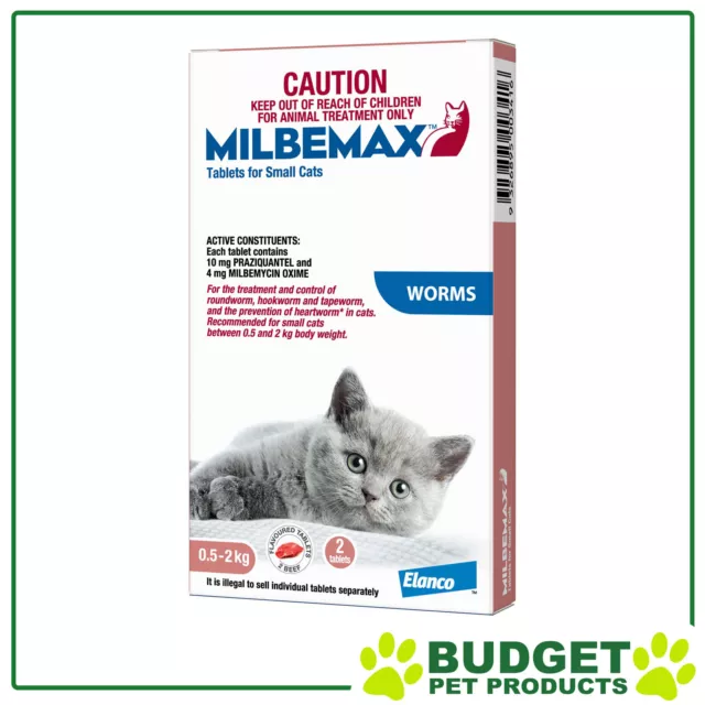 Milbemax Allwormer For Cats 0.5 - 2kg 2 Tablets