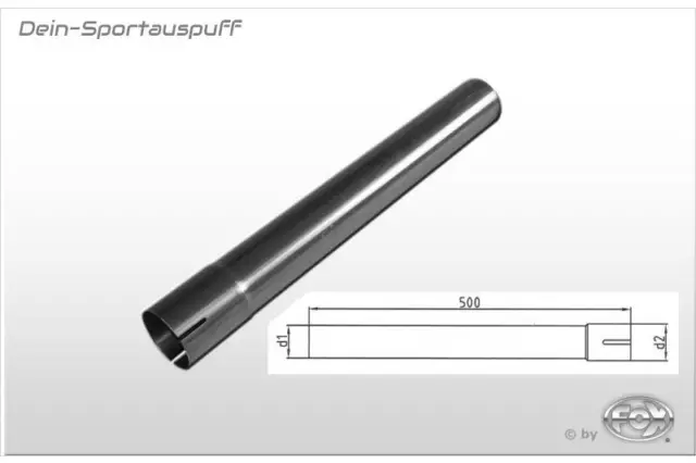 Fox Edelstahl Auspuff Rohr Ø 40mm geweitet mit Steckverbindung Länge 500mm