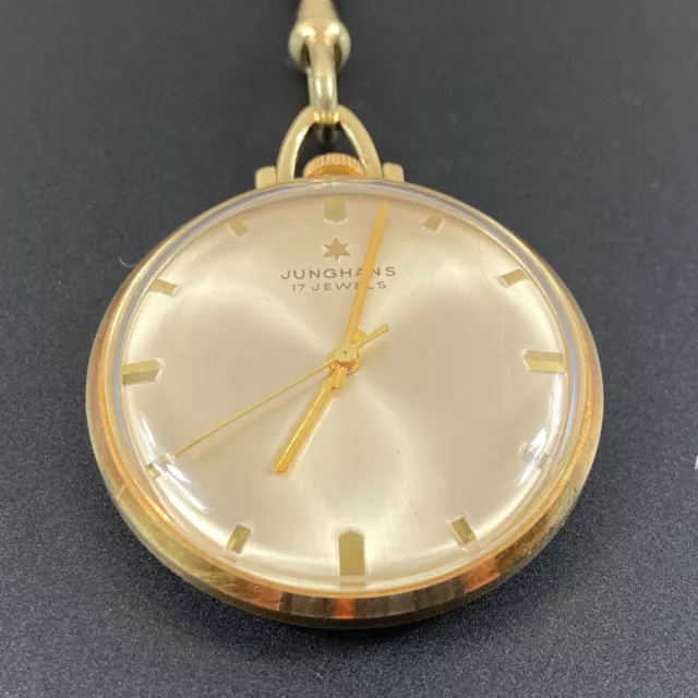 Junghans Taschenuhr mit Kette Gelbgold 585er ca. 1960er Jahre 2