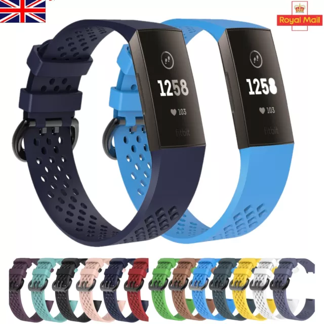 For Fitbit Charge 3  4 Strap Sports Replacement Wristband Silicone Buckle Band