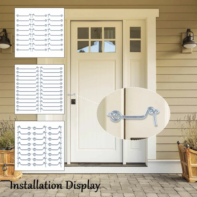 Cabin Hooks Eye Latch Privacy Hook w Screws for Window Slide Barn Door 24pcs