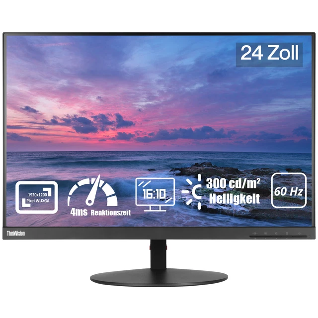 Lenovo ThinkVision 24 Zoll IPS 4ms Monitor HDMI Computer-Bildschirm 5xUSB VGA