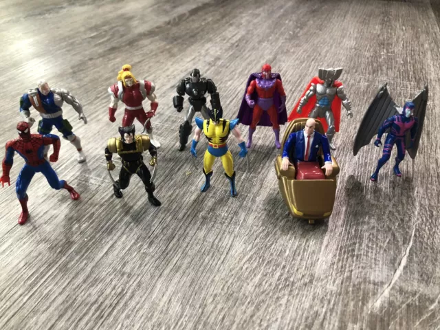 Vintage Toy Biz 1994 Lot 8 Die-Cast Metal Action Figures X-Men Steel Mutants