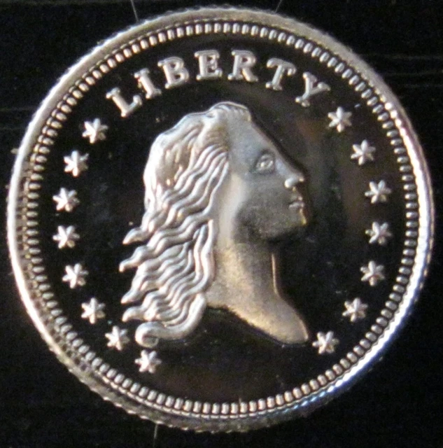 Flowing Hair design - 1 GRAM GR G .999 Fine Pure Solid Silver Bullion Round