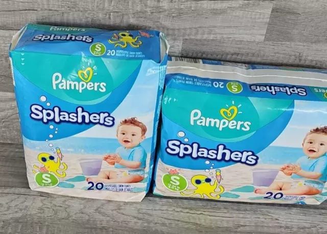 Pampers Splashers Small 20 Count Per Pack Disposable Swim Pants Diapers lot of 2